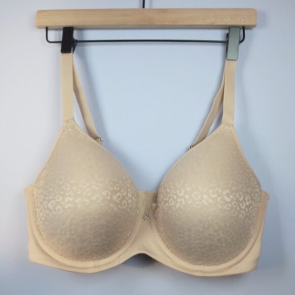 Barely Breezies Full Coverage T Shirt Bra 38DD Underwire Beige Nude Unpadded - Picture 1 of 15